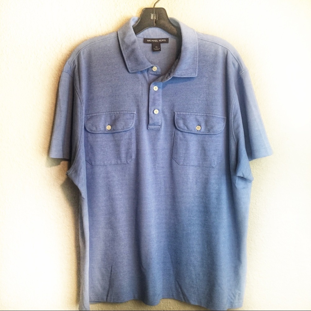 Men’s Michael Kors Double Pocket Polo Blue…